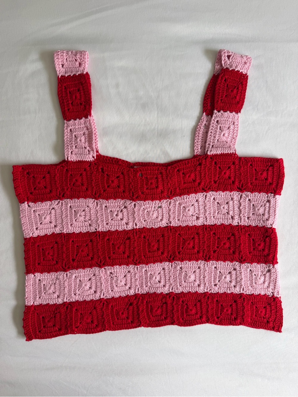 NWT Hyacinth House "Cooper" Red Pink Crochet Knit Square Neck Tank Top